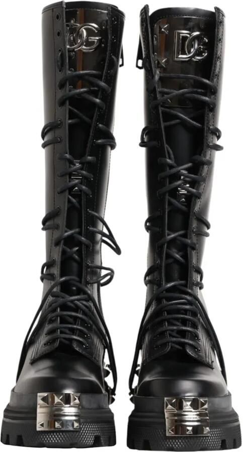 Dolce & Gabbana Combat boots met logoplakkaat en studs Zwart - Foto 3