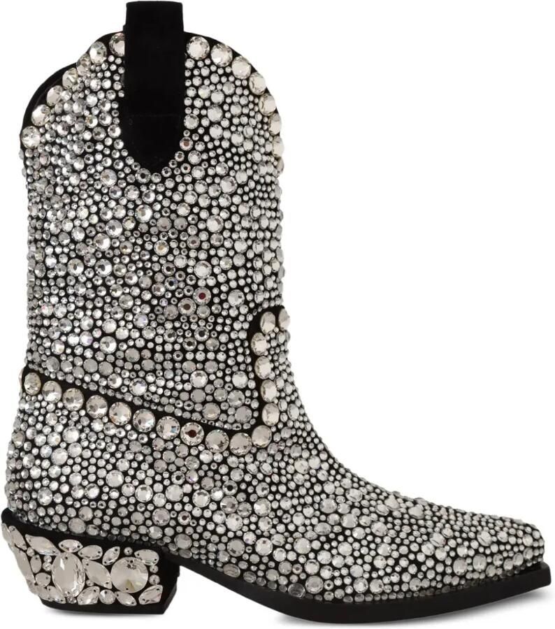 Dolce & Gabbana Cowboylaarzen verfraaid met kristallen Zwart