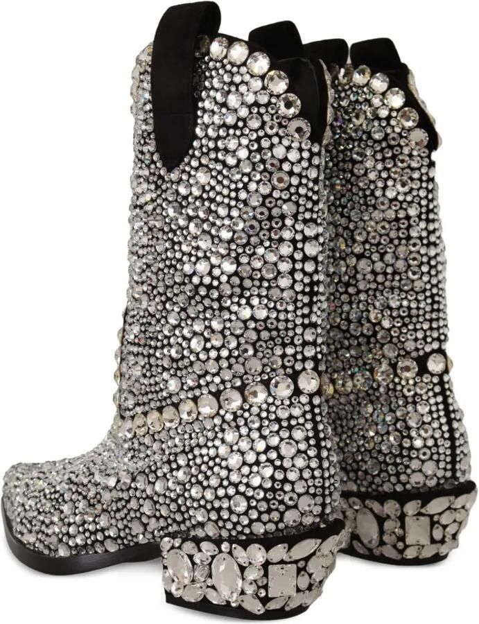 Dolce & Gabbana Cowboylaarzen verfraaid met kristallen Zwart - Foto 2