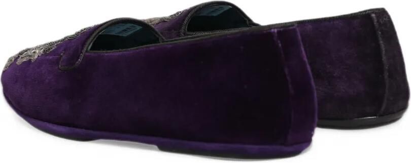 Dolce & Gabbana crown-embroidered velvet loafers Paars - Foto 5