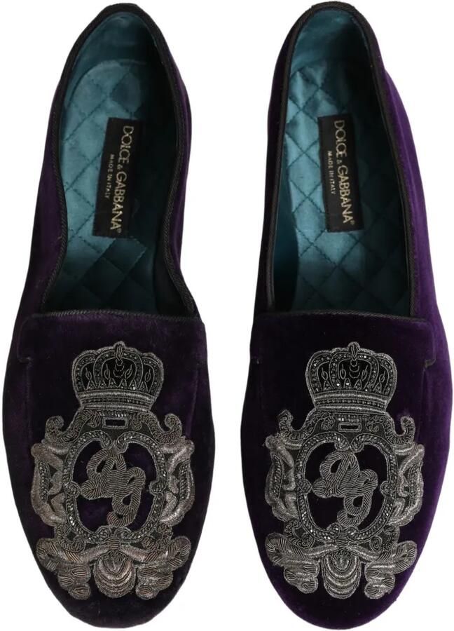 Dolce & Gabbana crown-embroidered velvet loafers Paars - Foto 2