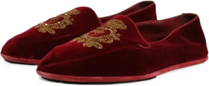 Dolce & Gabbana crown-embroidered velvet loafers Rood - Foto 2