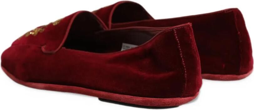 Dolce & Gabbana crown-embroidered velvet loafers Rood - Foto 4