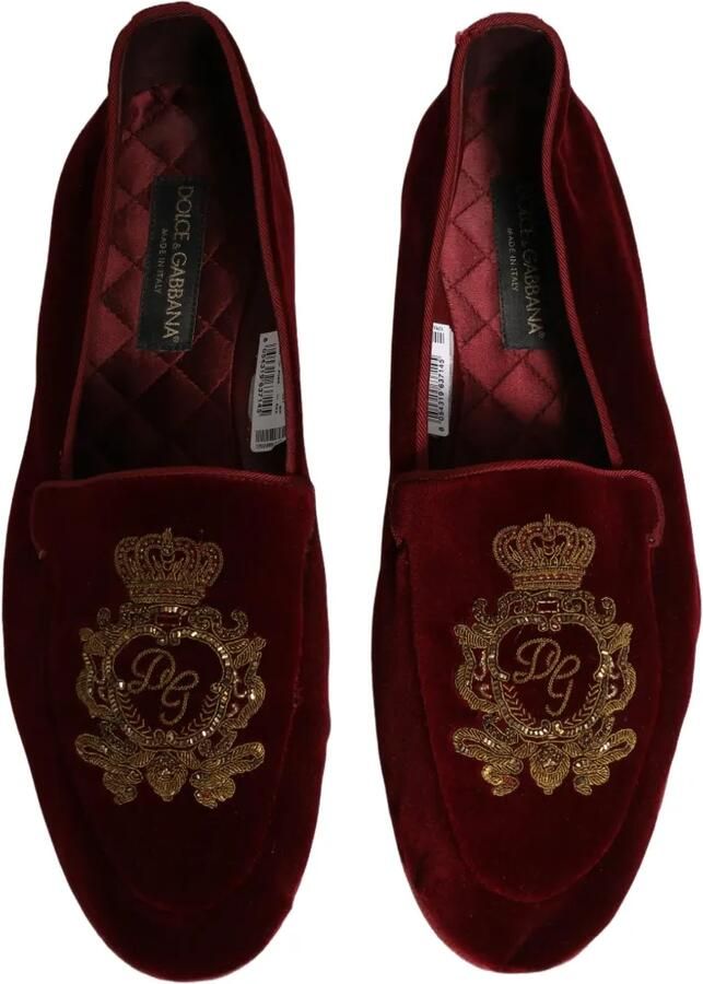 Dolce & Gabbana crown-embroidered velvet loafers Rood - Foto 5