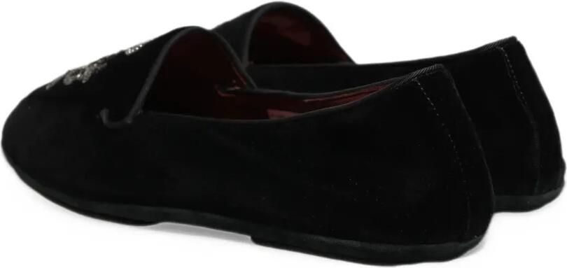 Dolce & Gabbana crown-embroidered velvet loafers Zwart - Foto 2