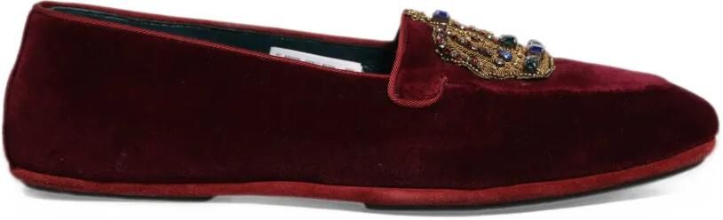 Dolce & Gabbana crown-patch velvet loafers Rood
