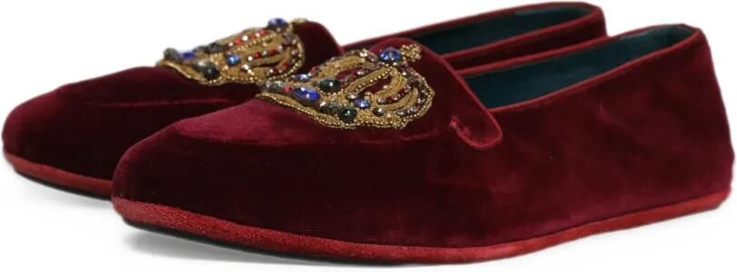 Dolce & Gabbana crown-patch velvet loafers Rood - Foto 5