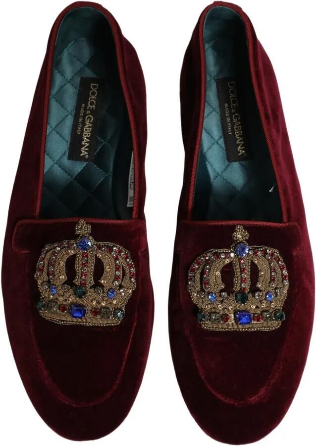 Dolce & Gabbana crown-patch velvet loafers Rood - Foto 4