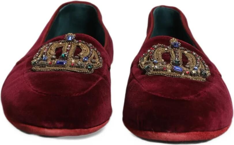Dolce & Gabbana crown-patch velvet loafers Rood - Foto 2