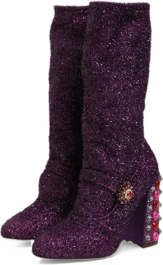 Dolce & Gabbana crystal-embellished boots Paars