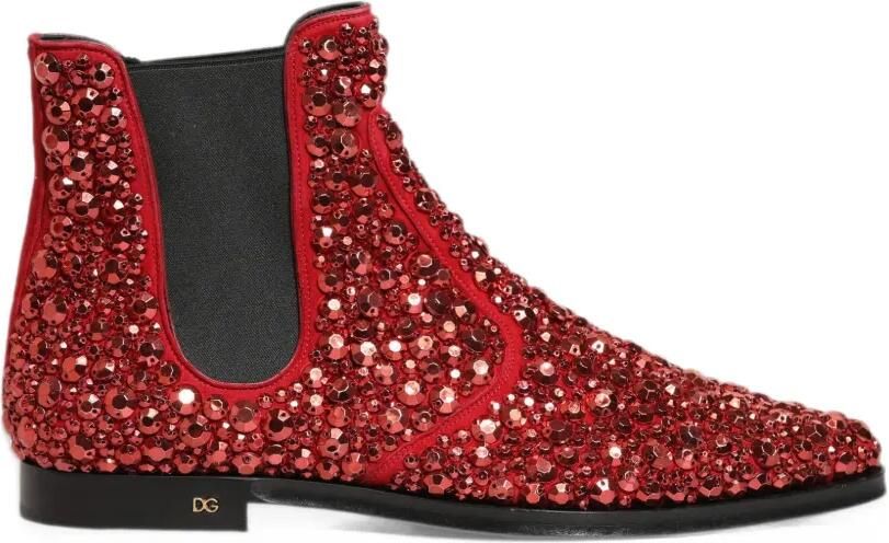 Dolce & Gabbana crystal-embellished Chelsea boots Rood