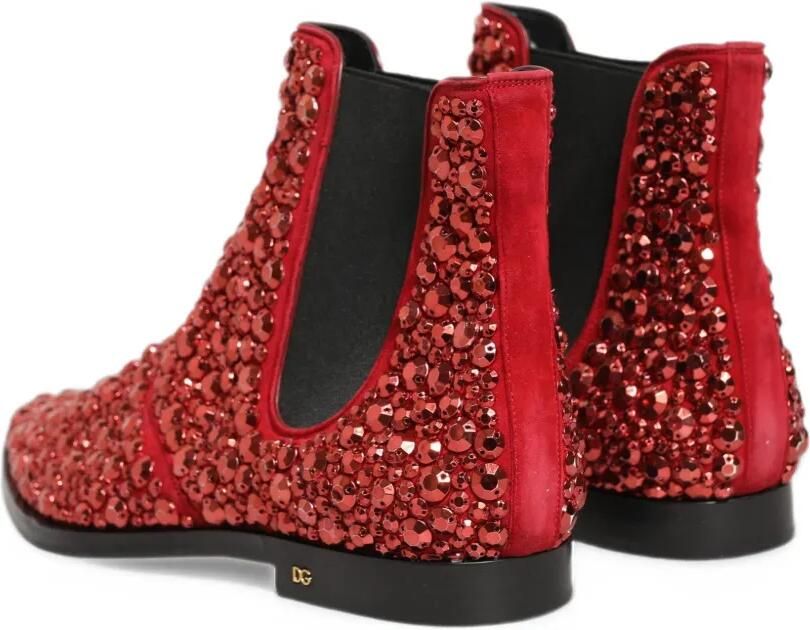 Dolce & Gabbana crystal-embellished Chelsea boots Rood - Foto 4