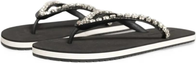 Dolce & Gabbana crystal-embellished rubber flip flops Zwart - Foto 2