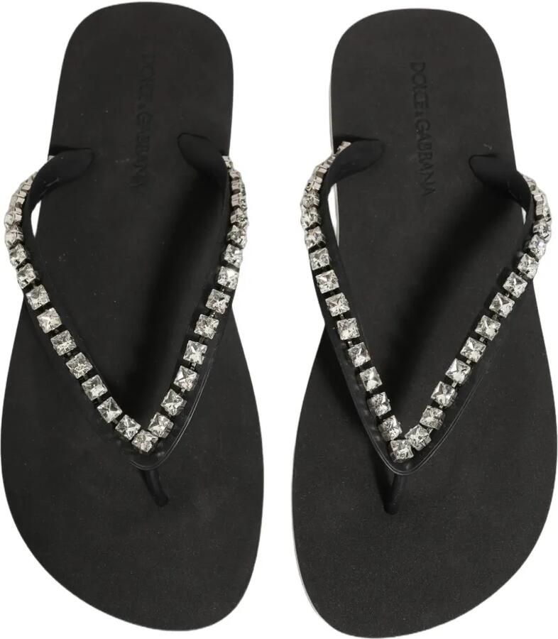 Dolce & Gabbana crystal-embellished rubber flip flops Zwart - Foto 4