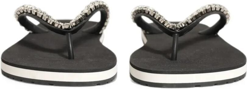 Dolce & Gabbana crystal-embellished rubber flip flops Zwart - Foto 3