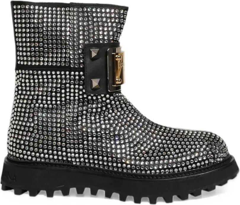 Dolce & Gabbana crystal-embellished studded boots Zwart