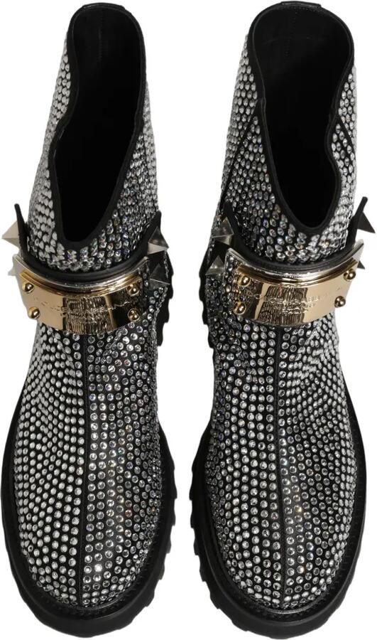 Dolce & Gabbana crystal-embellished studded boots Zwart - Foto 4