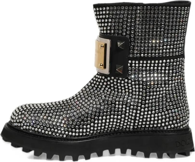 Dolce & Gabbana crystal-embellished studded boots Zwart - Foto 3