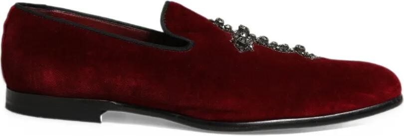 Dolce & Gabbana crystal-embellished suede loafers Rood