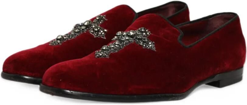 Dolce & Gabbana crystal-embellished suede loafers Rood - Foto 2