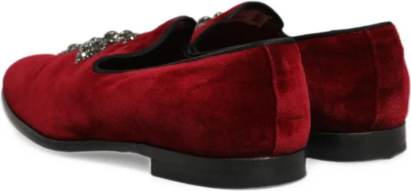 Dolce & Gabbana crystal-embellished suede loafers Rood - Foto 4