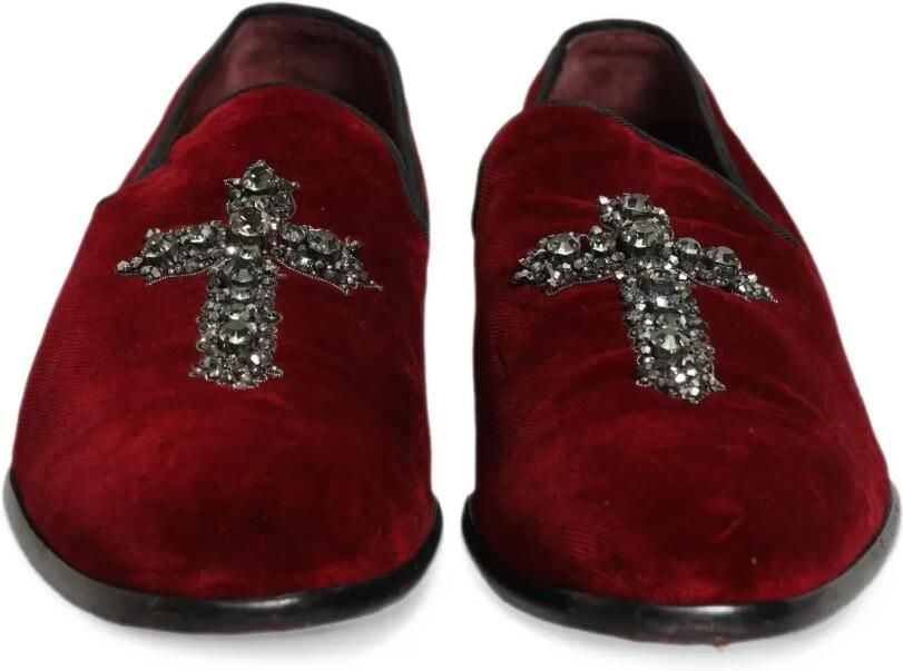 Dolce & Gabbana crystal-embellished suede loafers Rood - Foto 5