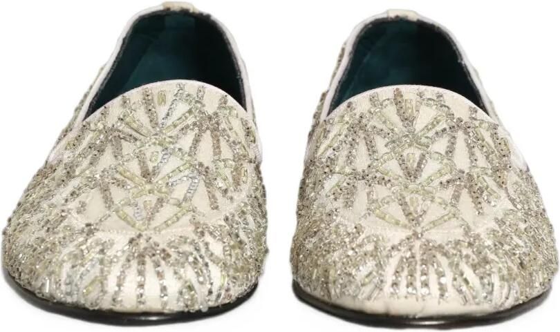 Dolce & Gabbana crystal-embellished velvet loafers Beige - Foto 2