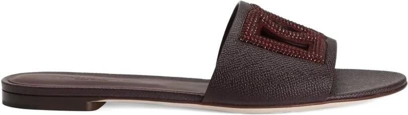 Dolce & Gabbana Dauphine suède en kalfsleren slippers met stras Rood