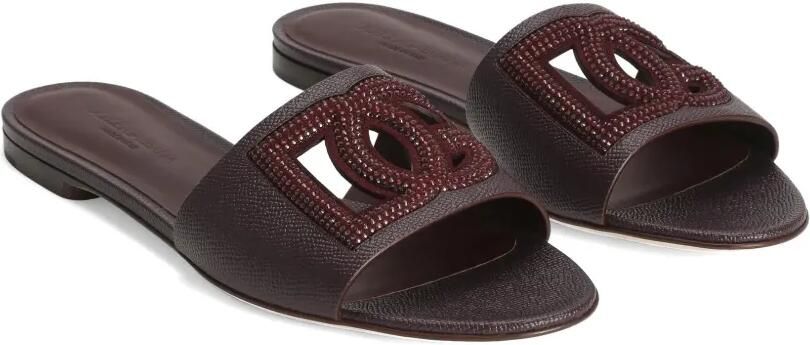 Dolce & Gabbana Dauphine suède en kalfsleren slippers met stras Rood - Foto 3