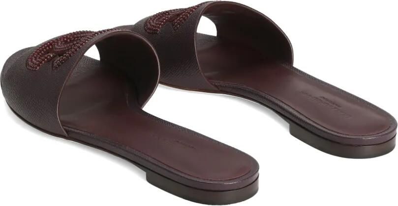 Dolce & Gabbana Dauphine suède en kalfsleren slippers met stras Rood - Foto 2