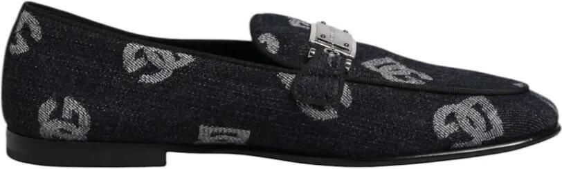 Dolce & Gabbana Denim loafers met gesp en logo-print Blauw