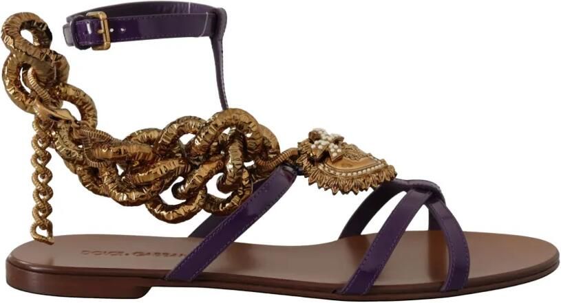 Dolce & Gabbana Devotion sandalen verfraaid met ketting Bruin