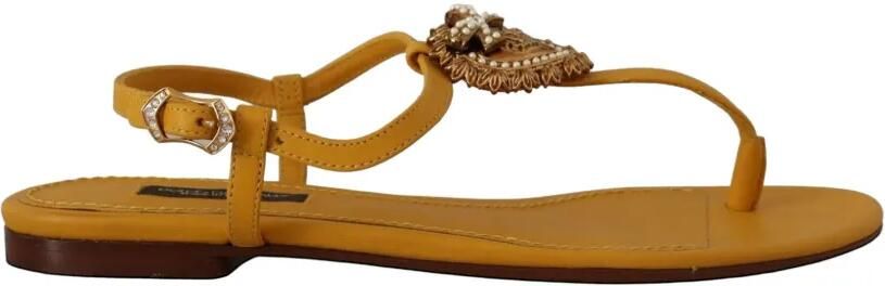 Dolce & Gabbana Devotion verfraaide leren sandalen Geel