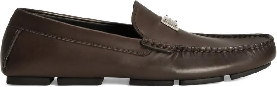 Dolce & Gabbana DG Driver kalfsleren loafers Bruin