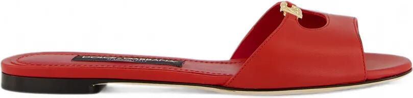 Dolce & Gabbana DG Logo leren slippers Rood