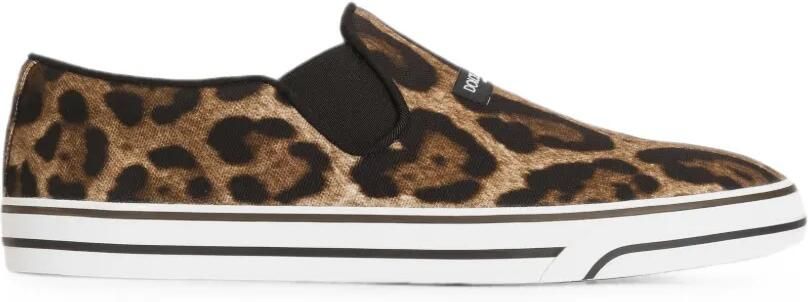 Dolce & Gabbana DG Sailing canvas sneakers met luipaard-print Beige