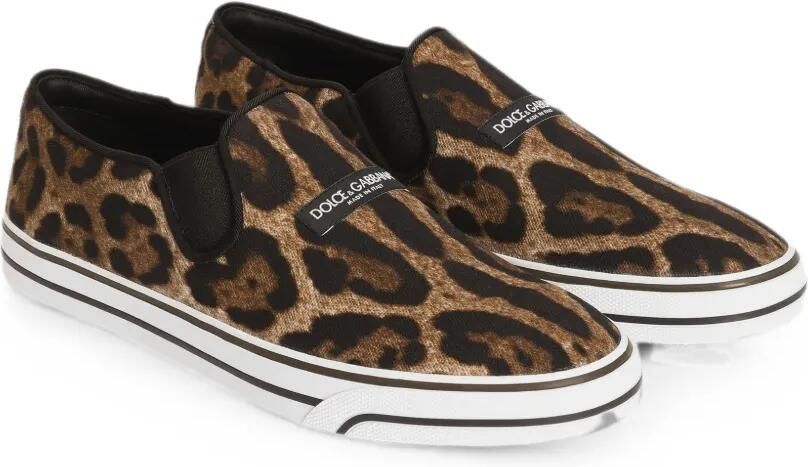 Dolce & Gabbana DG Sailing canvas sneakers met luipaard-print Beige - Foto 4