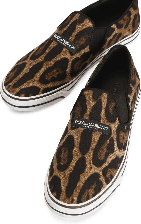 Dolce & Gabbana DG Sailing canvas sneakers met luipaard-print Beige - Foto 3