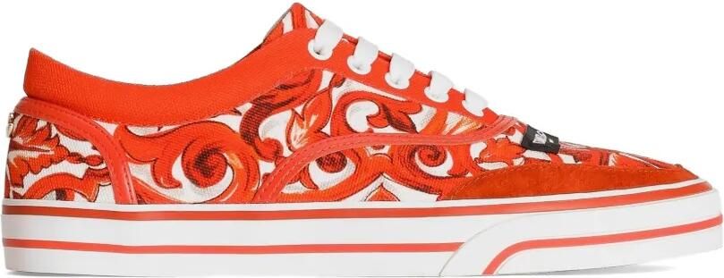 Dolce & Gabbana DG Sailing canvas sneakers met majolica-print Rood