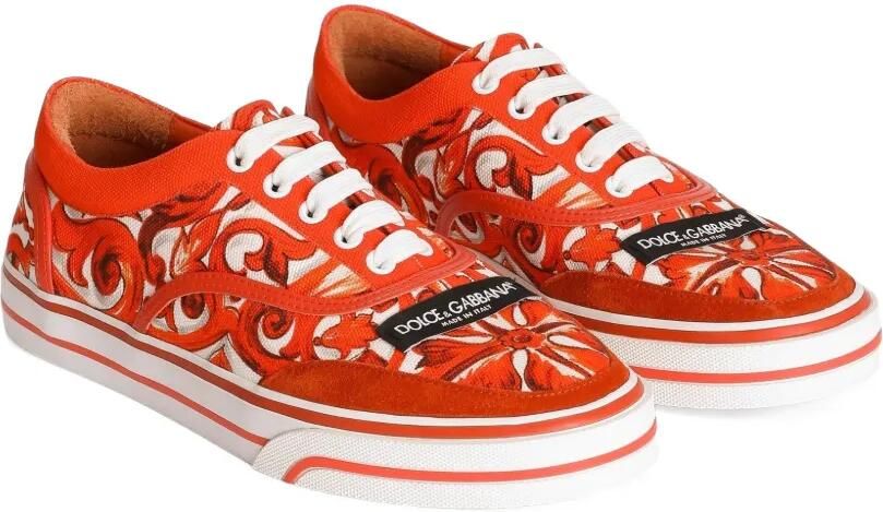 Dolce & Gabbana DG Sailing canvas sneakers met majolica-print Rood - Foto 3