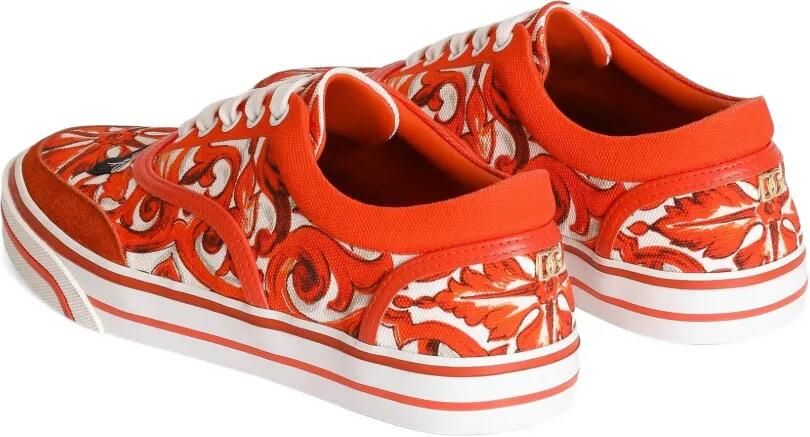 Dolce & Gabbana DG Sailing canvas sneakers met majolica-print Rood - Foto 4