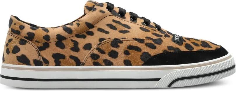 Dolce & Gabbana DG Sailing kalfsleren sneakers met luipaard-print Bruin