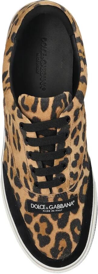 Dolce & Gabbana DG Sailing kalfsleren sneakers met luipaard-print Bruin - Foto 4