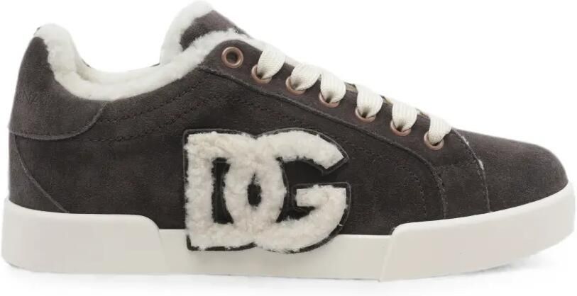 Dolce & Gabbana DG sneakers met lammy afwerking en logo Grijs