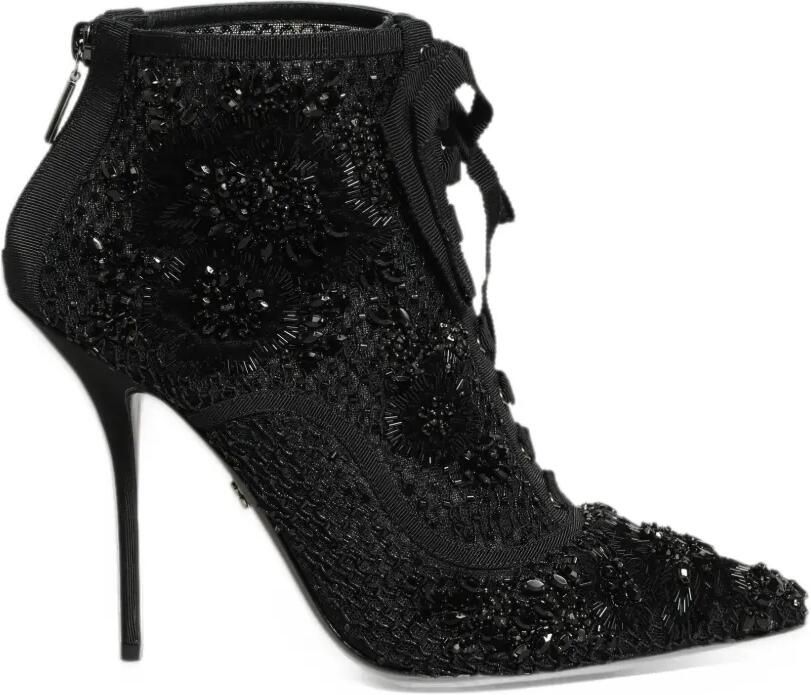 Dolce & Gabbana embellished mesh ankle boots Zwart