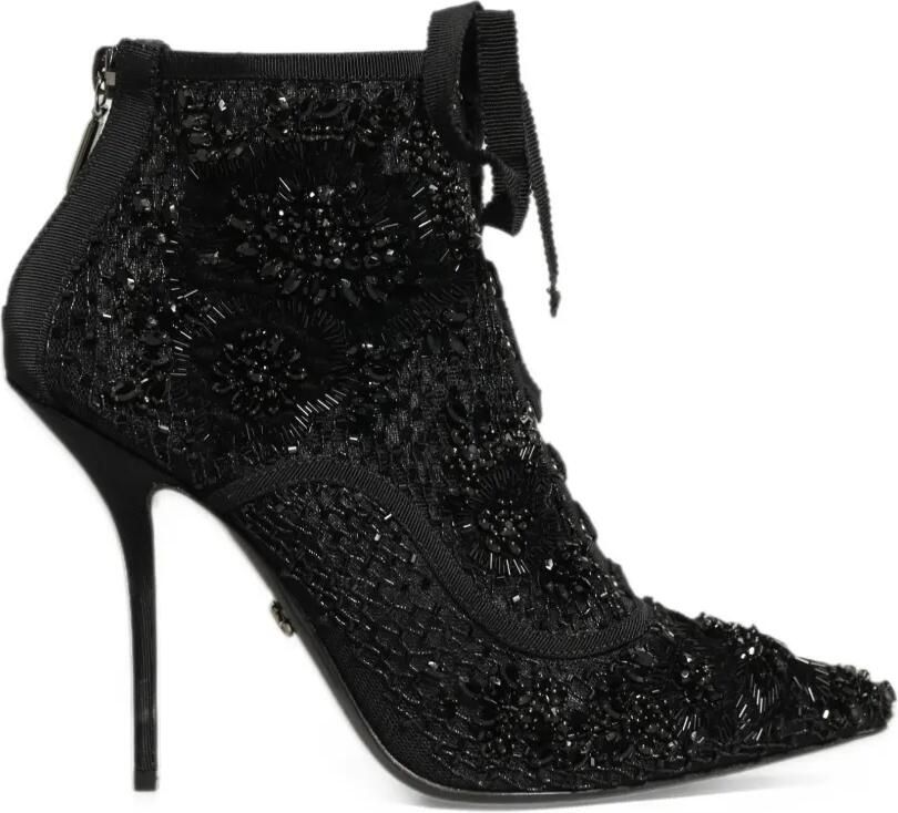 Dolce & Gabbana embellished mesh ankle boots Zwart