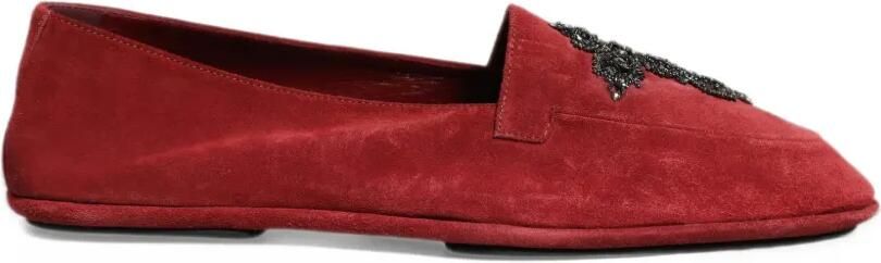 Dolce & Gabbana embellished suede loafers Rood