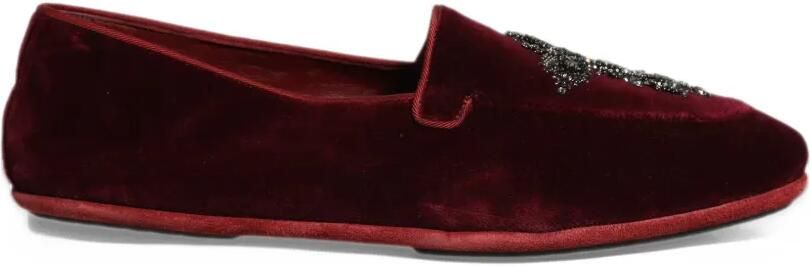 Dolce & Gabbana embellished suede loafers Rood