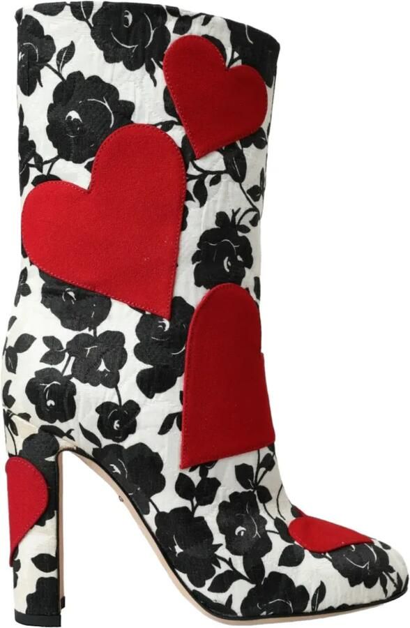 Dolce & Gabbana Enkellaarzen met bloemenprint en hartapplicatie Wit