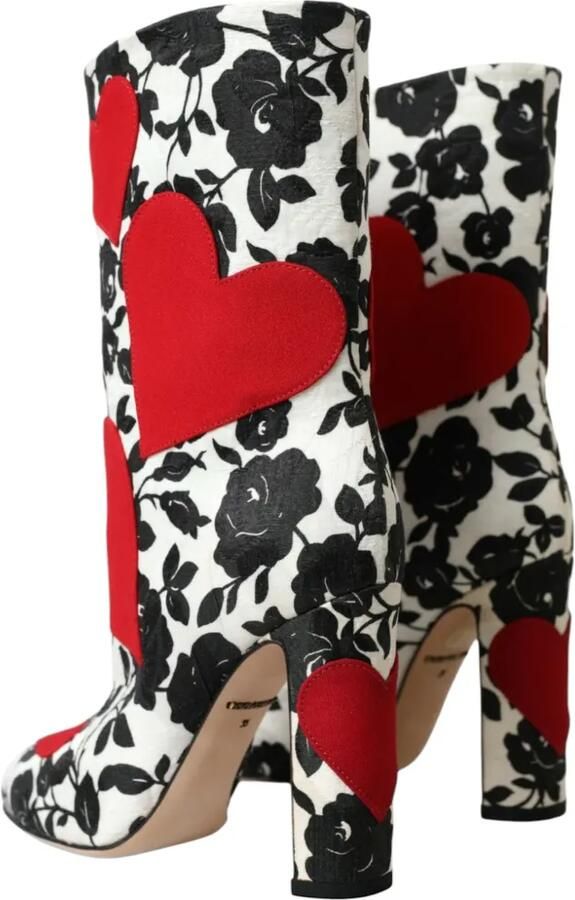 Dolce & Gabbana Enkellaarzen met bloemenprint en hartapplicatie Wit - Foto 3